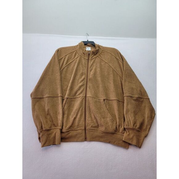 aerie Jackets & Blazers - Aerie Offline Jacket‎ Womens XL Fleece Full Zip Soft Brown Thumb Holes
